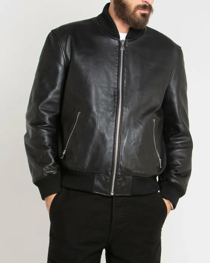 Mens Deus Ex Machina Jackets Thunder Leather Bomber 8211 Black Black