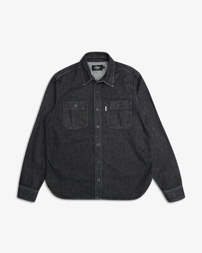 Mens Deus Ex Machina Shirts Boston Denim Shirt 8211 Washed Black Washed Black