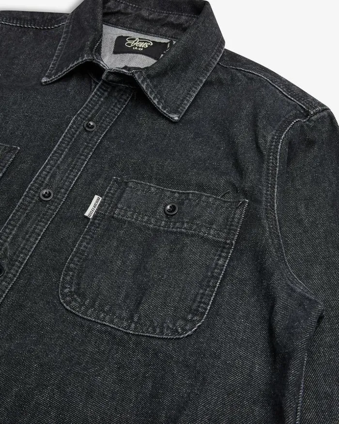 Mens Deus Ex Machina Shirts Boston Denim Shirt 8211 Washed Black Washed Black Mens Deus Ex Machina Shirts Boston Denim Shirt 8211 Washed Black Washed Black