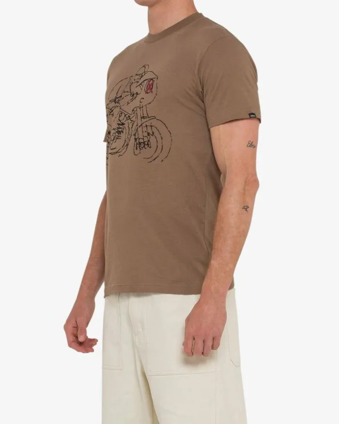 Mens Deus Ex Machina Tees Riding Tee 8211 Tobacco Tobacco Mens Deus Ex Machina Tees Riding Tee 8211 Tobacco Tobacco
