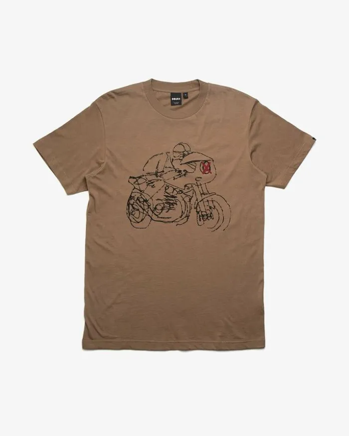 Mens Deus Ex Machina Tees Riding Tee 8211 Tobacco Tobacco Mens Deus Ex Machina Tees Riding Tee 8211 Tobacco Tobacco