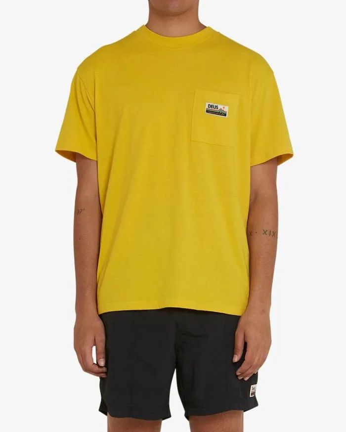 Mens Deus Ex Machina Tees Tango Pocket Tee 8211 Super Lemon Super Lemon