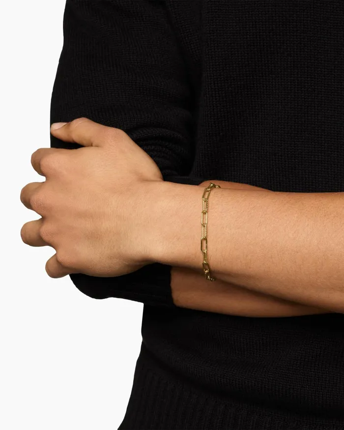 Mens DY Madison Chain Bracelet In 18K Yellow Gold 4mm Men David Yurman Chain Mens DY Madison Chain Bracelet In 18K Yellow Gold 4mm Men David Yurman Chain
