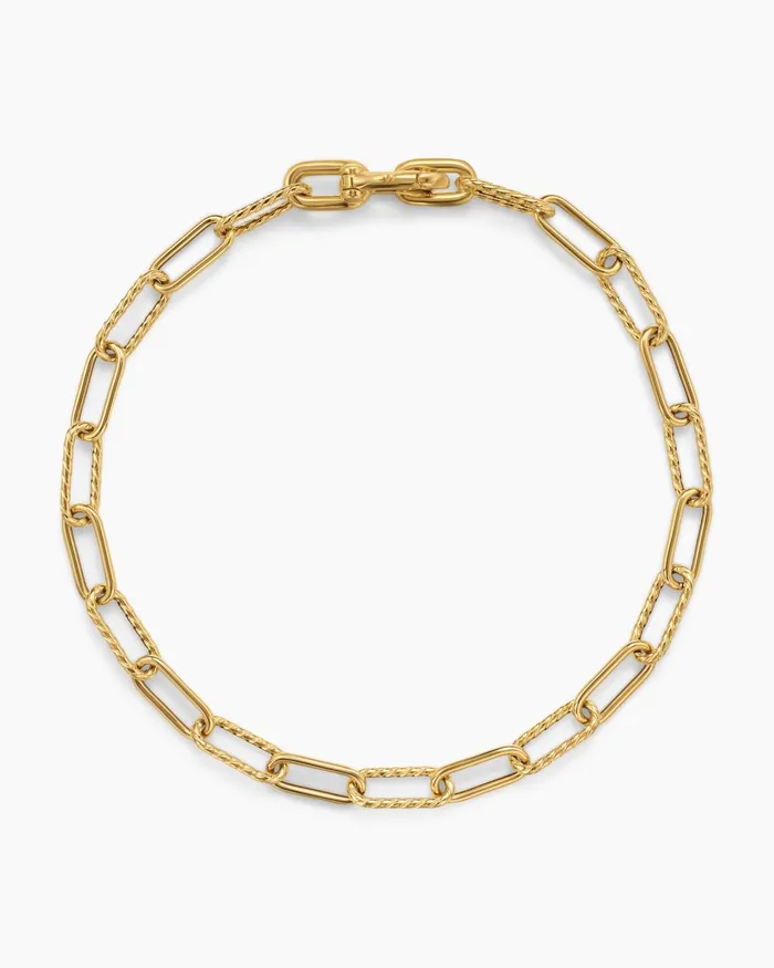 Mens DY Madison Chain Bracelet In 18K Yellow Gold 4mm Men David Yurman Chain Mens DY Madison Chain Bracelet In 18K Yellow Gold 4mm Men David Yurman Chain