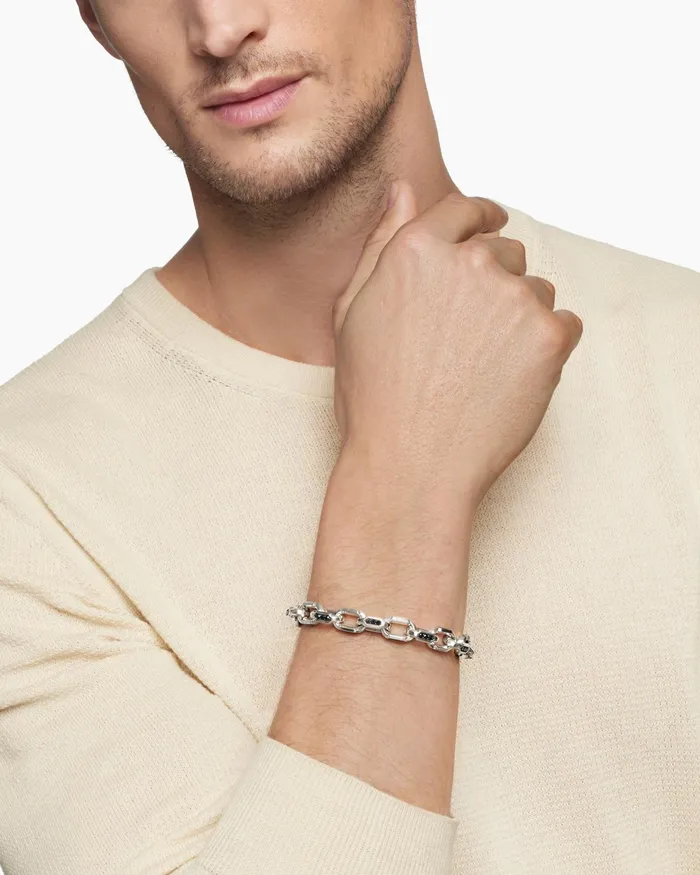 Mens Faceted Chain Bracelet In Sterling Silver 95mm Men David Yurman Chain Mens Faceted Chain Bracelet In Sterling Silver 95mm Men David Yurman Chain