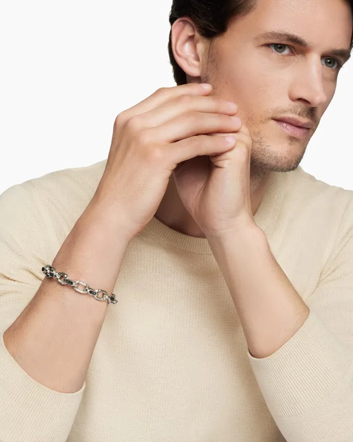 Mens Faceted Chain Bracelet In Sterling Silver 95mm Men David Yurman Chain Mens Faceted Chain Bracelet In Sterling Silver 95mm Men David Yurman Chain