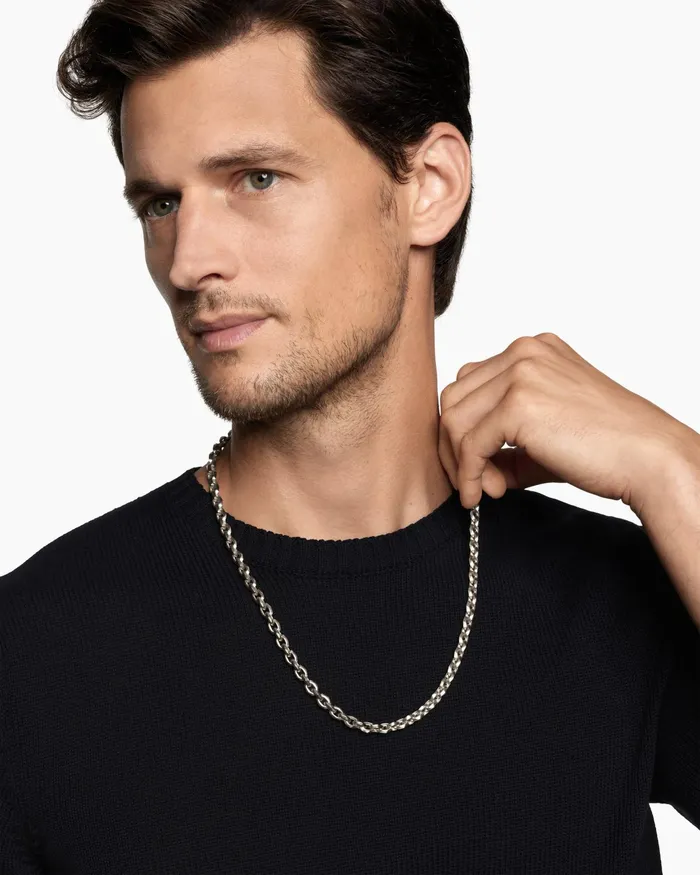 Mens Faceted Chain Necklace In Sterling Silver 7mm Men David Yurman Chains