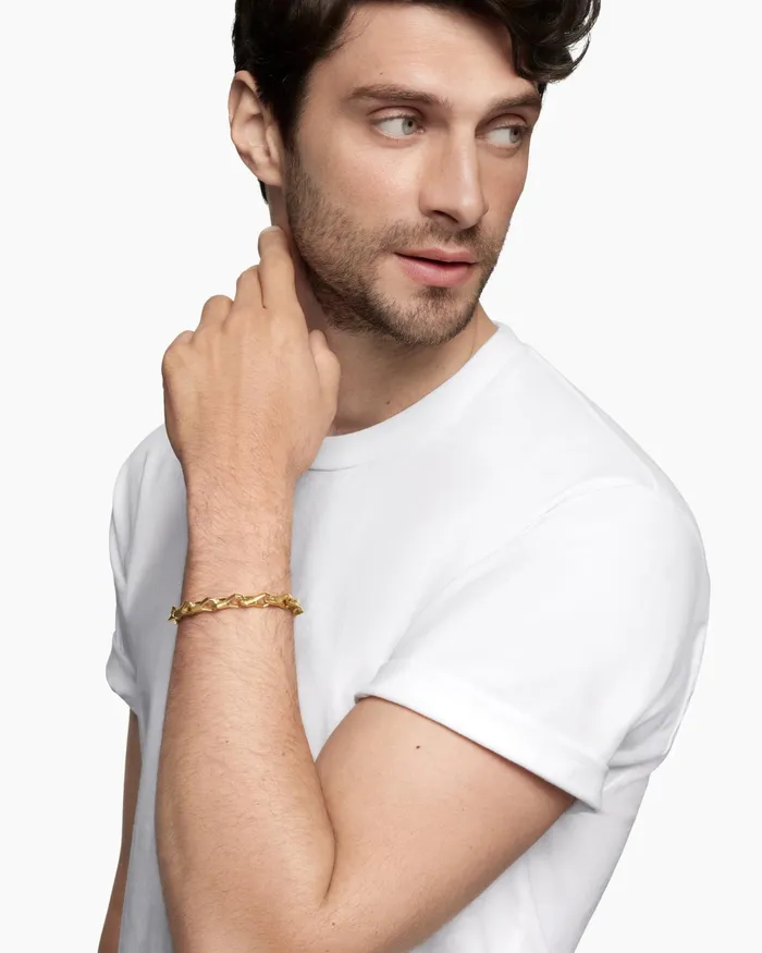 Mens Faceted Link Bracelet In 18K Yellow Gold 9mm Men David Yurman Chain Mens Faceted Link Bracelet In 18K Yellow Gold 9mm Men David Yurman Chain