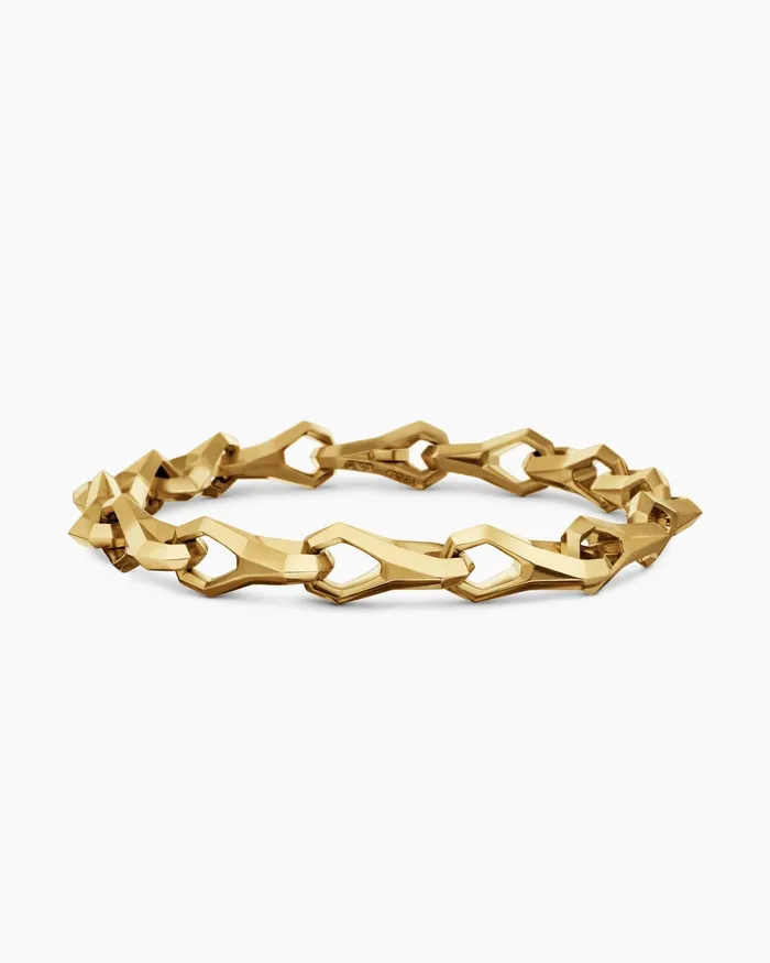 Mens Faceted Link Bracelet In 18K Yellow Gold 9mm Men David Yurman Chain Mens Faceted Link Bracelet In 18K Yellow Gold 9mm Men David Yurman Chain