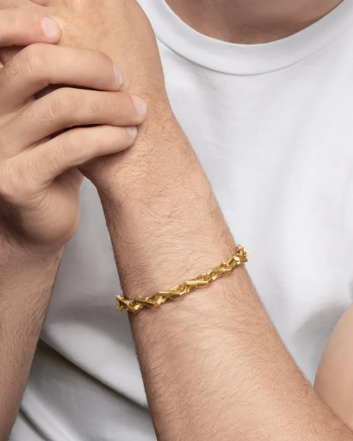 Mens Faceted Link Bracelet In 18K Yellow Gold 9mm Men David Yurman Chain Mens Faceted Link Bracelet In 18K Yellow Gold 9mm Men David Yurman Chain