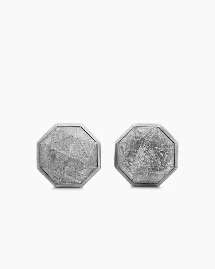 Mens Meteorite Faceted Round Cufflinks In Sterling Silver 16mm Men David Yurman Cufflinks