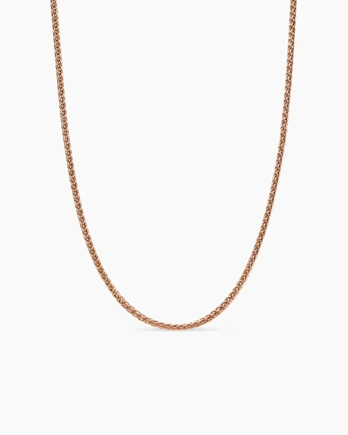 Mens Wheat Chain Necklace In 18K Rose Gold 25mm Men David Yurman Chains