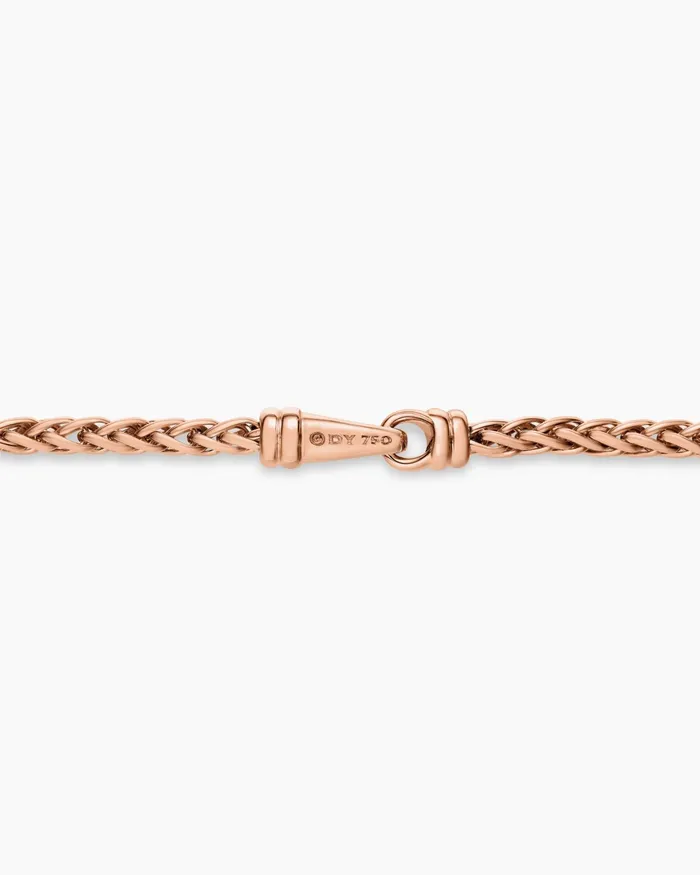 Mens Wheat Chain Necklace In 18K Rose Gold 25mm Men David Yurman Chains Mens Wheat Chain Necklace In 18K Rose Gold 25mm Men David Yurman Chains