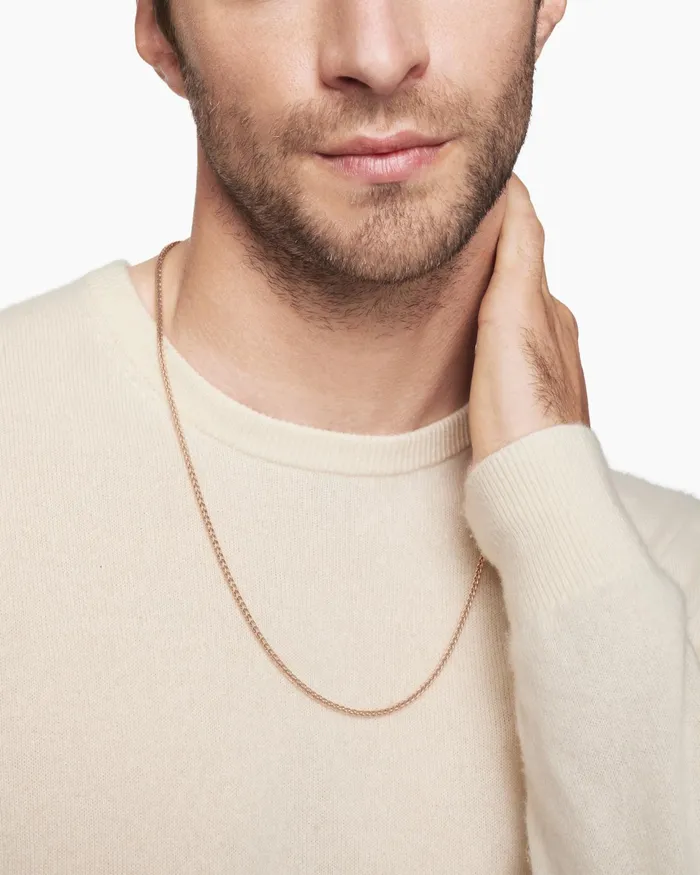 Mens Wheat Chain Necklace In 18K Rose Gold 25mm Men David Yurman Chains Mens Wheat Chain Necklace In 18K Rose Gold 25mm Men David Yurman Chains