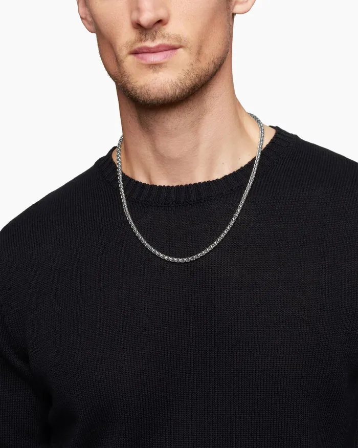 Mens Wheat Chain Necklace In Sterling Silver 4mm Men David Yurman Chains Mens Wheat Chain Necklace In Sterling Silver 4mm Men David Yurman Chains