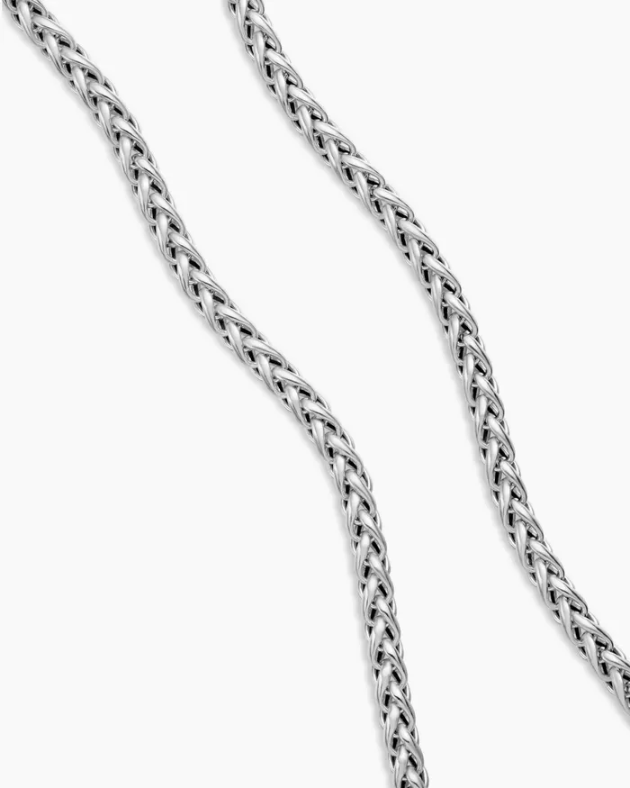 Mens Wheat Chain Necklace In Sterling Silver 4mm Men David Yurman Chains Mens Wheat Chain Necklace In Sterling Silver 4mm Men David Yurman Chains