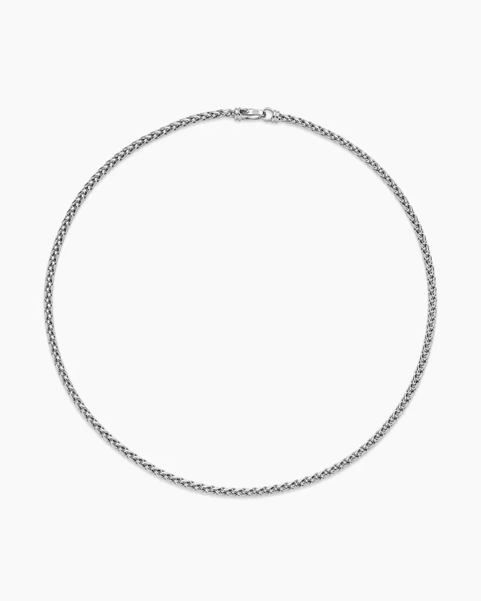 Mens Wheat Chain Necklace In Sterling Silver 4mm Men David Yurman Chains Mens Wheat Chain Necklace In Sterling Silver 4mm Men David Yurman Chains