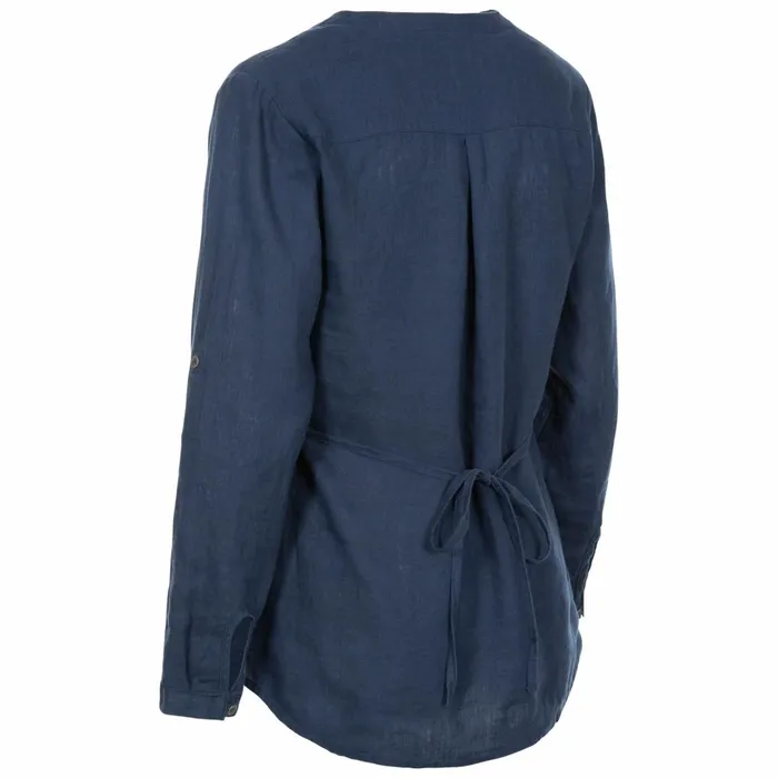 Messina Long Sleeve Linen Blouse Navy Women Trespass Shirts and Blouses