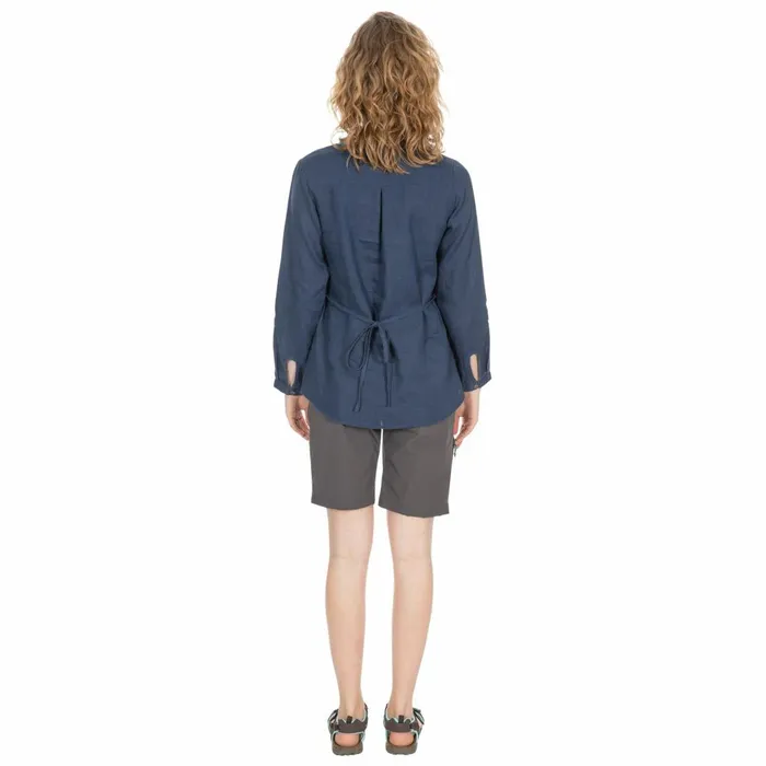 Messina Long Sleeve Linen Blouse Navy Women Trespass Shirts and Blouses