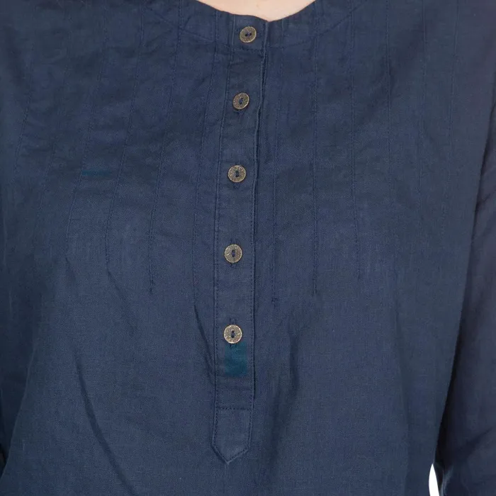Messina Long Sleeve Linen Blouse Navy Women Trespass Shirts and Blouses