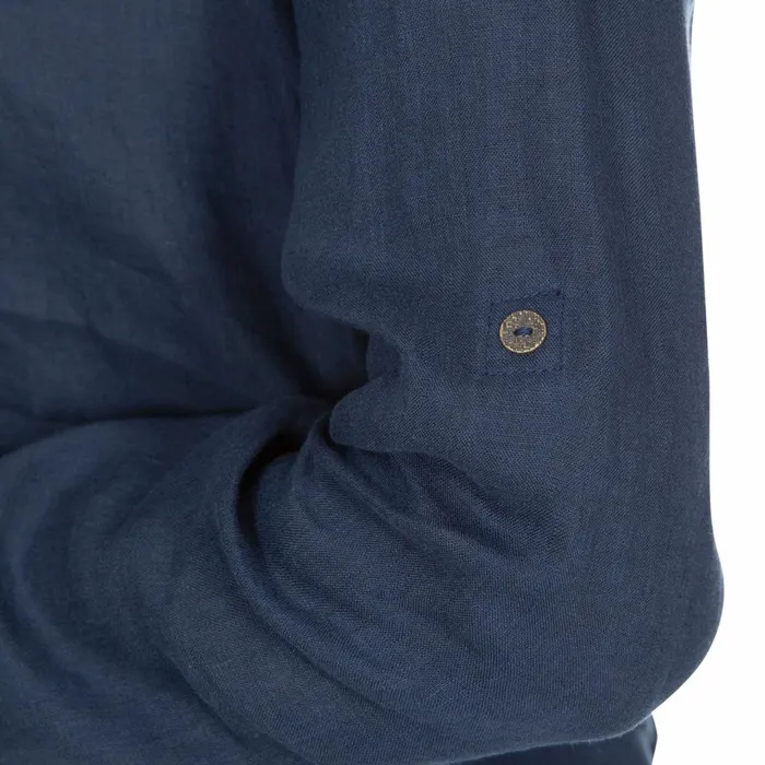 Messina Long Sleeve Linen Blouse Navy Women Trespass Shirts and Blouses