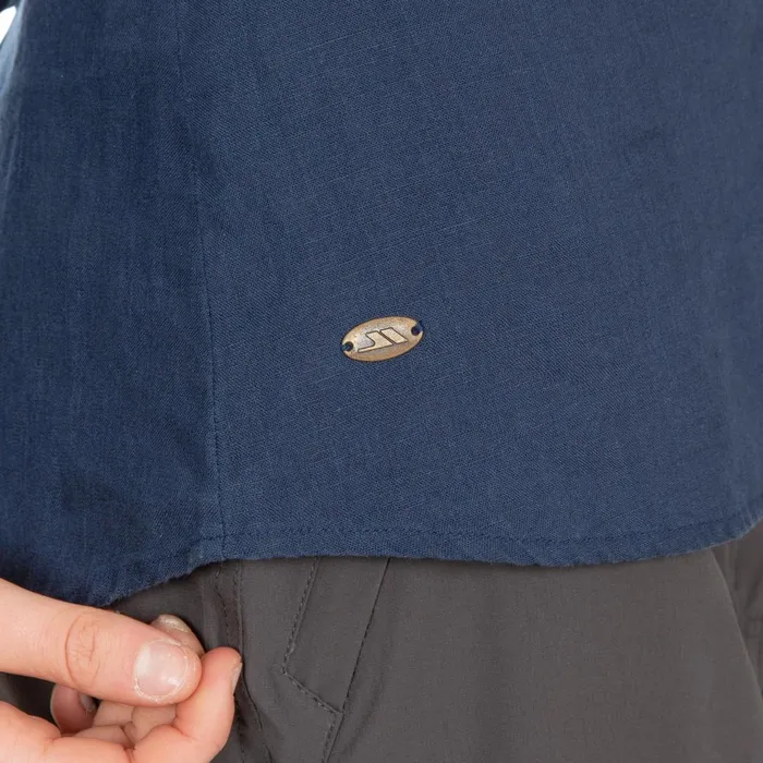 Messina Long Sleeve Linen Blouse Navy Women Trespass Shirts and Blouses