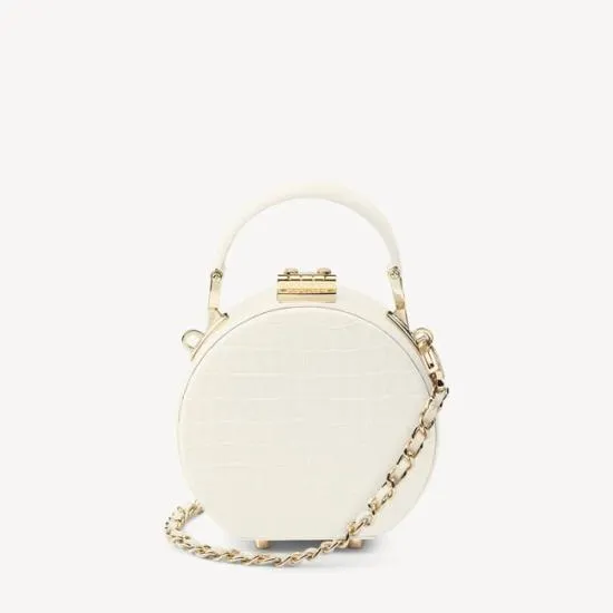 Micro Hat Box Deep Shine Ivory Small Croc Women Aspinal Of London Mini