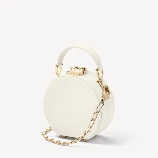 Micro Hat Box Deep Shine Ivory Small Croc Women Aspinal Of London Mini