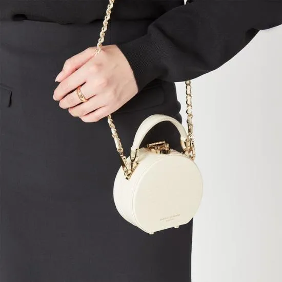 Micro Hat Box Deep Shine Ivory Small Croc Women Aspinal Of London Mini