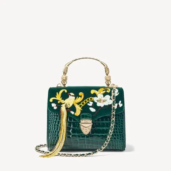 Midi Mayfair Bag Bird Of Paradise Hand Embroidery On Velvet Women Aspinal Of London Shoulder