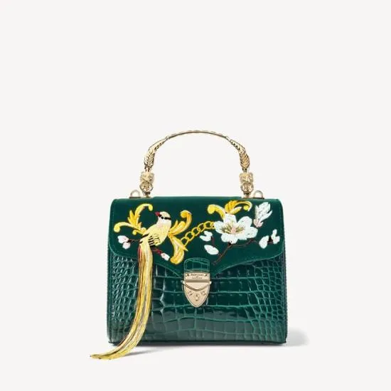 Midi Mayfair Bag Bird Of Paradise Hand Embroidery On Velvet Women Aspinal Of London Shoulder