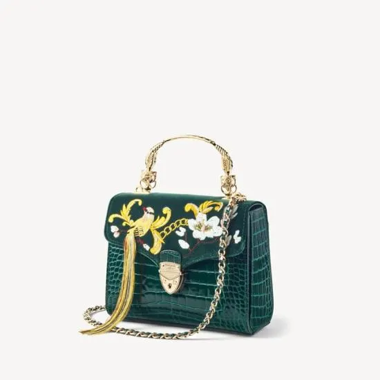 Midi Mayfair Bag Bird Of Paradise Hand Embroidery On Velvet Women Aspinal Of London Shoulder