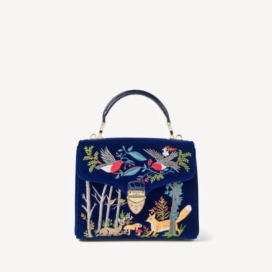 Midi Mayfair Bag Woodland Hand Embroidery On Velvet Women Aspinal Of London Shoulder