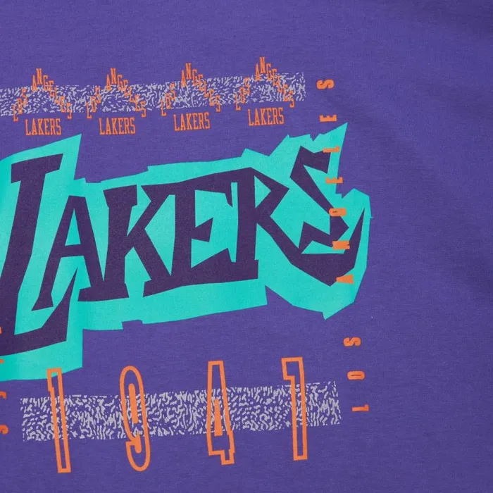 Mitchell and Ness 90s Reflective Static SS Premium Tee Los Angeles Lakers Men TShirts and Tops Mitchell and Ness 90s Reflective Static SS Premium Tee Los Angeles Lakers Men TShirts and Tops
