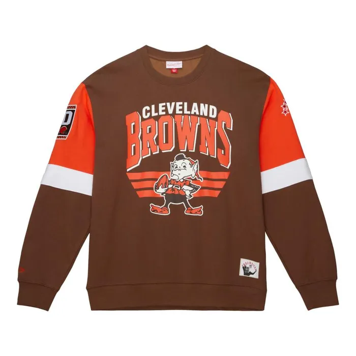 Mitchell and Ness All Over Crew 30 Cleveland Browns Men Hoodies and Sweatshirts