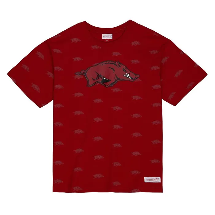 Mitchell and Ness AOP SS Top University Of Arkansas Men TShirts and Tops