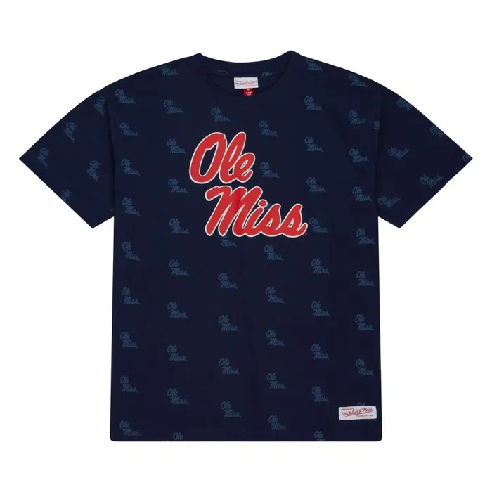 Mitchell and Ness AOP SS Top University Of Mississippi Men TShirts and Tops