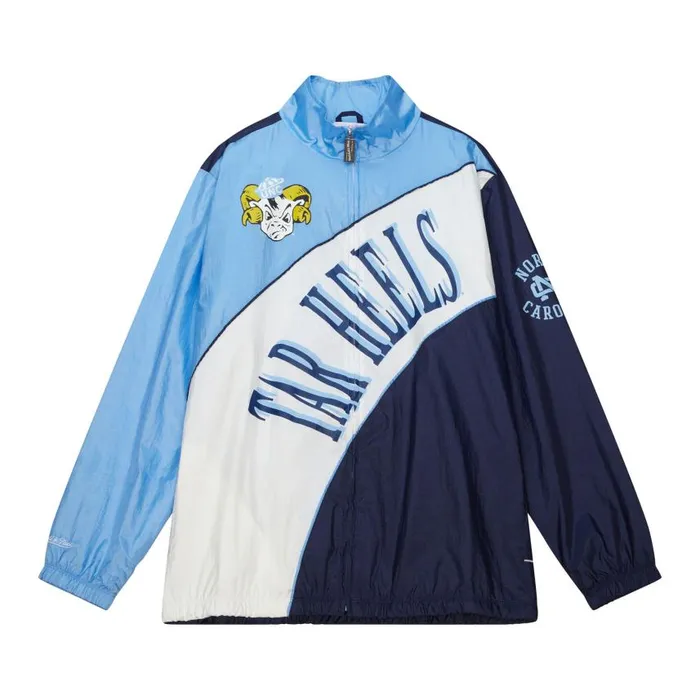 Mitchell and Ness Arched Retro Lined Windbreaker University Of North Carolina Men Jackets and Outerwear
