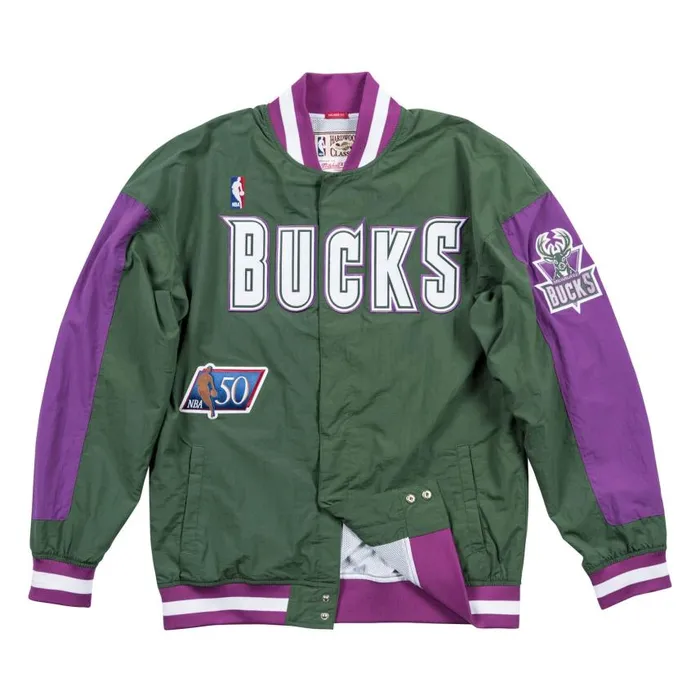 Mitchell and Ness Authentic Warm Up Jacket Milwaukee Bucks 199697 Men Jackets and Outerwear