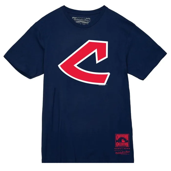 Mitchell and Ness Basic Logo 1 Tee Cleveland Indians Men TShirts and Tops