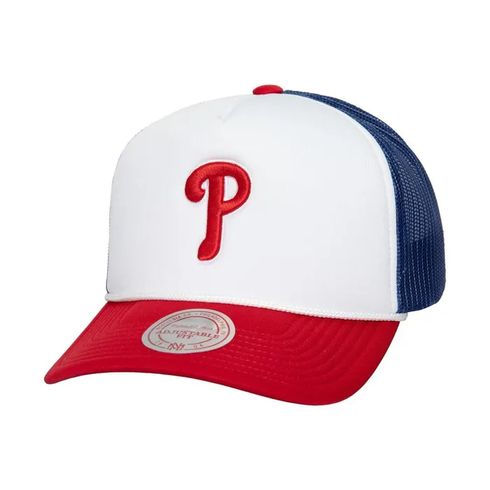 Mitchell and Ness Blocker Trucker Philadelphia Phillies Men Hats and Headwear Mitchell and Ness Blocker Trucker Philadelphia Phillies Men Hats and Headwear