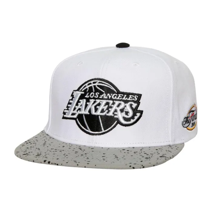 Mitchell and Ness Cement Top Snapback Los Angeles Lakers Men Hats and Headwear Mitchell and Ness Cement Top Snapback Los Angeles Lakers Men Hats and Headwear