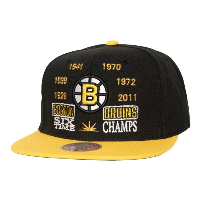 Mitchell and Ness Champ Is Here Snapback Vntg Boston Bruins Men Hats and Headwear