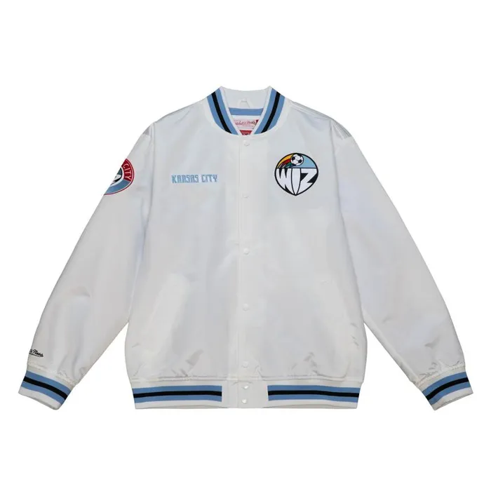 Mitchell and Ness City Collection Lightweight Satin Jacket Kansas City Wiz Men Jackets and Outerwear
