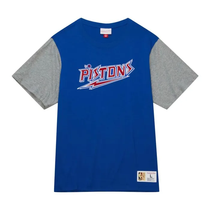 Mitchell and Ness Color Blocked SS Tee Detroit Pistons Men TShirts and Tops