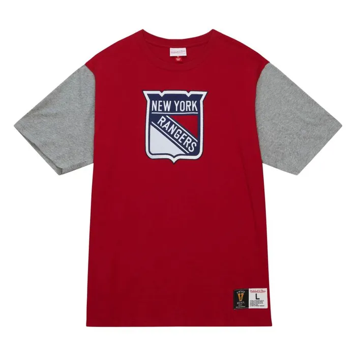 Mitchell and Ness Color Blocked SS Tee New York Rangers Men TShirts and Tops
