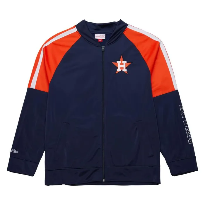 Mitchell and Ness Color Blocked Track Jacket Vintage Logo Houston Astros Men Jackets and Outerwear