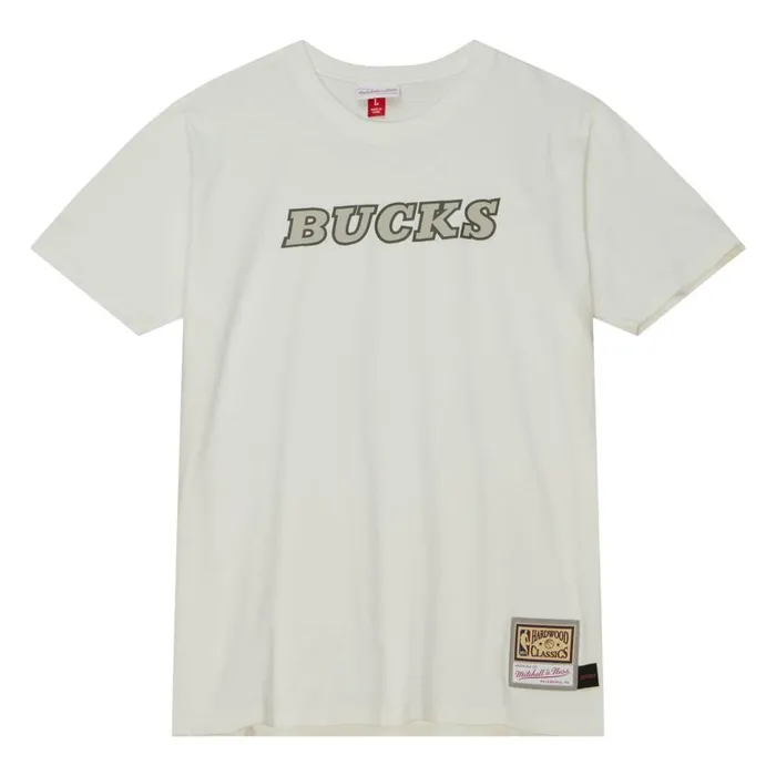 Mitchell and Ness Cream SS Tee Milwaukee Bucks Men TShirts and Tops