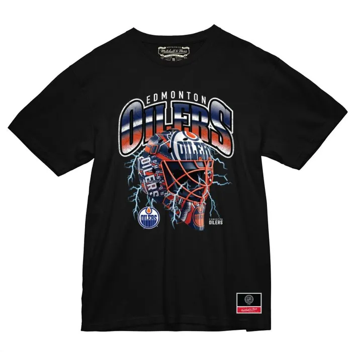 Mitchell and Ness Crease Lightning Tee Edmonton Oilers Men TShirts and Tops
