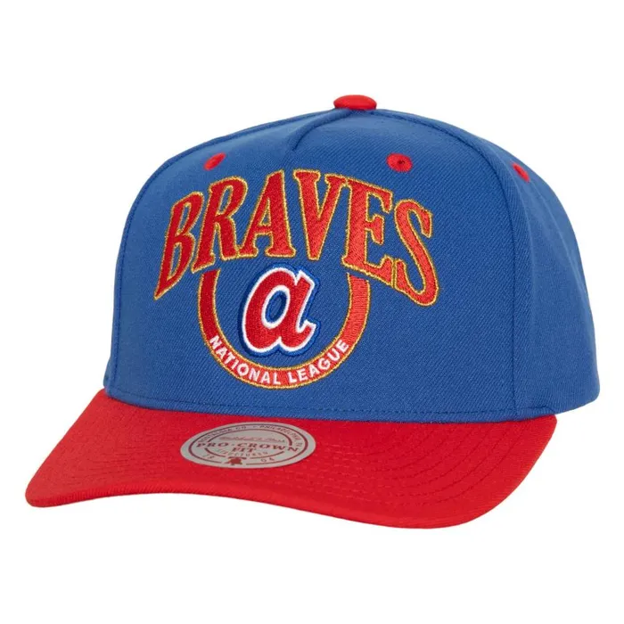 Mitchell and Ness Crown Jewels Pro Snapback Coop Atlanta Braves Men Hats and Headwear